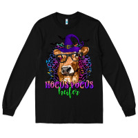 Black Hocus Pocus Heifer with Cow and Halloween Long Sleeve Tee - texasbilliewilder