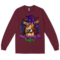 Burgundy Hocus Pocus Heifer with Cow and Halloween Long Sleeve Tee - texasbilliewilder