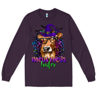 Plum Hocus Pocus Heifer with Cow and Halloween Long Sleeve Tee - texasbilliewilder