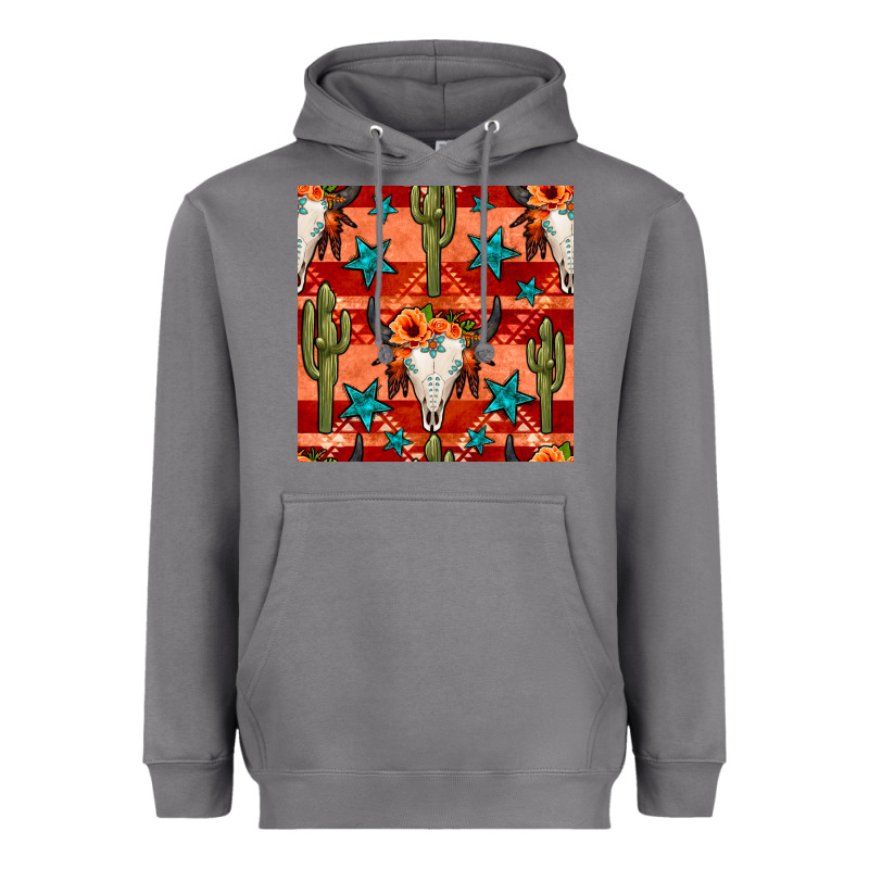 Bull Skull Cactus Seamless Pattern Heavyweight Hoodie by BundleAndBundleShop | Teevron