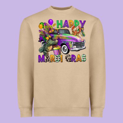 Happy Mardi Gras Truck Heavyweight Sweatshirt Designed By Cowgirlartshop