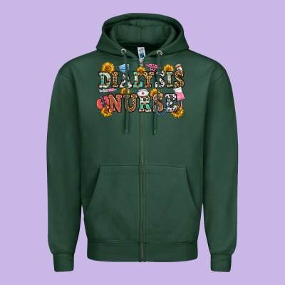 Dialysis Nurse Zipper Hoodie Designed By Oliviacreatesart