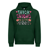 Forest Green Thick Thighs And Love Vibes Urban Hoodie - CowhideDigitalArt