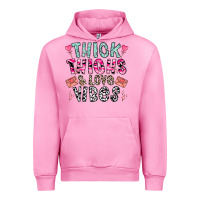 Fuchsia Pink Thick Thighs And Love Vibes Urban Hoodie - CowhideDigitalArt