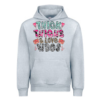 Heather Grey Thick Thighs And Love Vibes Urban Hoodie - CowhideDigitalArt