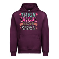 Mauve Wine Thick Thighs And Love Vibes Urban Hoodie - CowhideDigitalArt