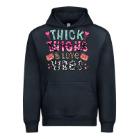 Navy Thick Thighs And Love Vibes Urban Hoodie - CowhideDigitalArt