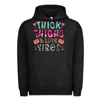 Pigment Black Thick Thighs And Love Vibes Urban Hoodie - CowhideDigitalArt