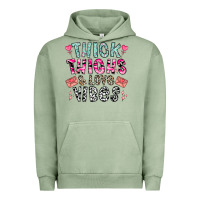 Pigment Oil Green Thick Thighs And Love Vibes Urban Hoodie - CowhideDigitalArt