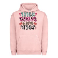 Pigment Salmon Thick Thighs And Love Vibes Urban Hoodie - CowhideDigitalArt
