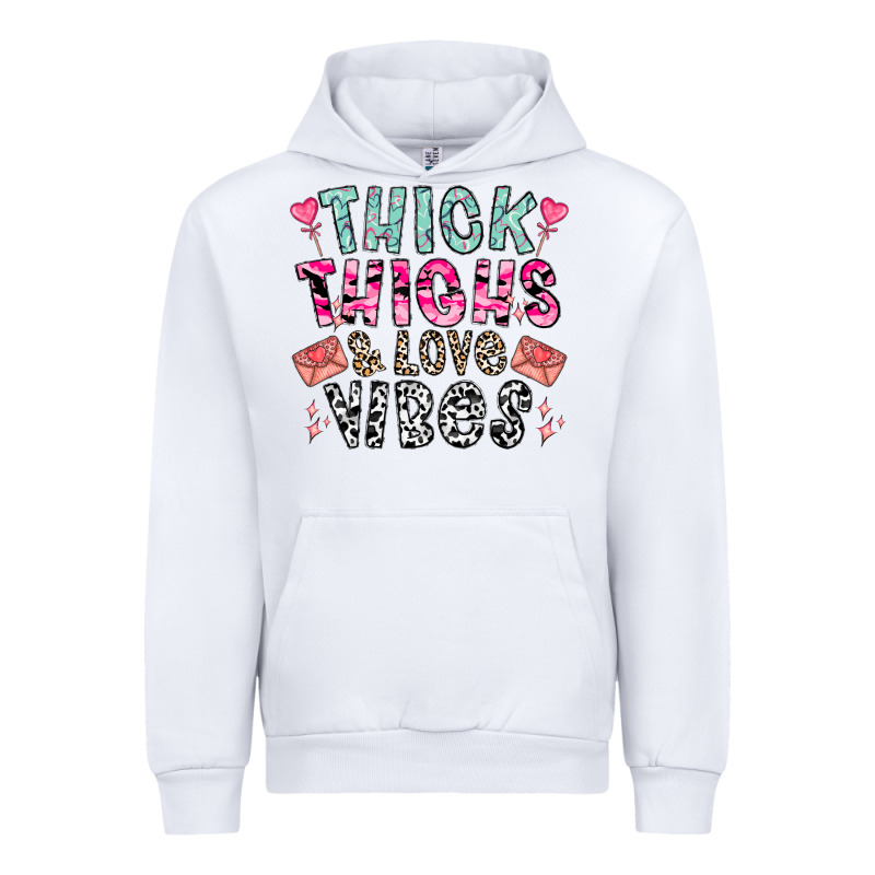 Thick Thighs And Love Vibes Urban Hoodie by CowhideDigitalArt | Teevron