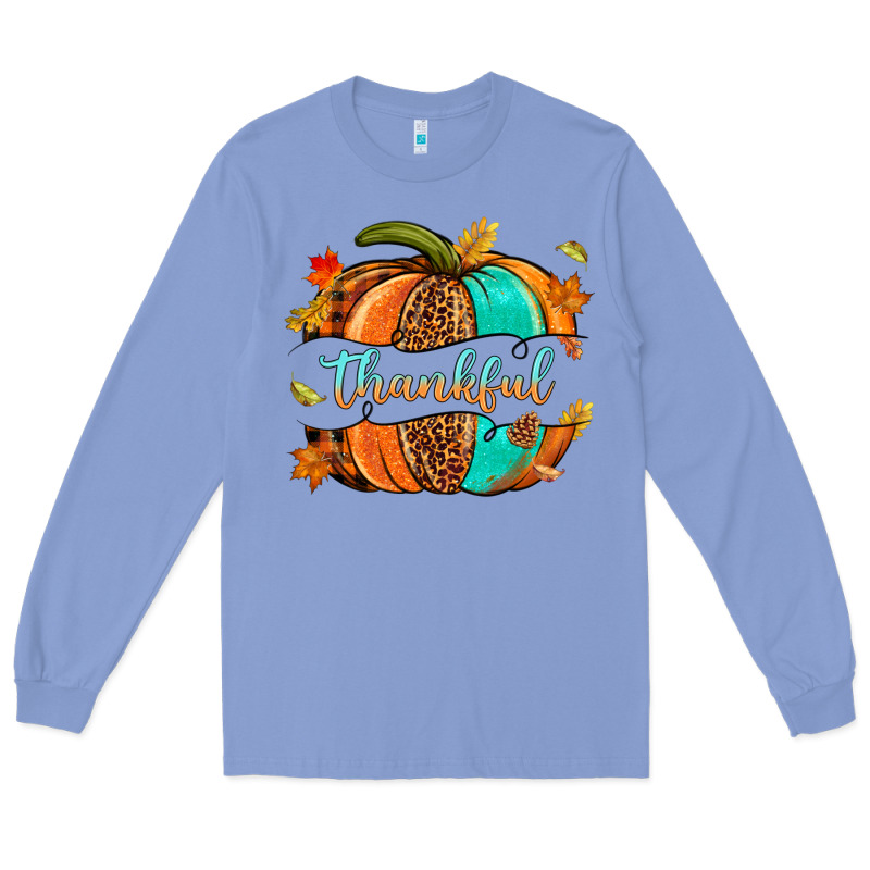 Pumpkin Thankful Long Sleeve Tee by NancyCooperArtShop | Teevron