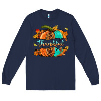 Navy pumpkin thankful Long Sleeve Tee - NancyCooperArtShop