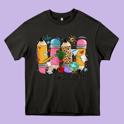 Teacher Life Pencils Heavy Core Tee Designed By Maliassmallbusiness