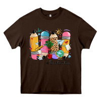 Chocolate Brown teacher life pencils Heavy Core Tee - MaliasSmallBusiness