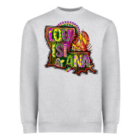 Heather Grey louisiana map Heavyweight Sweatshirt - CowGirlArtShop