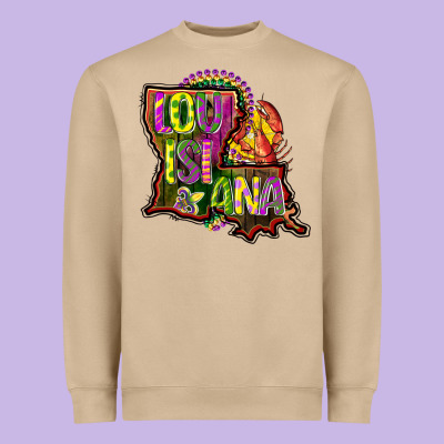 Louisiana Map Heavyweight Sweatshirt Designed By Cowgirlartshop