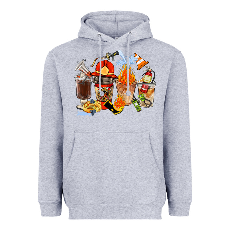 Firefighter Coffee Cups Heavyweight Hoodie by FaDigitalArtStudio | Teevron