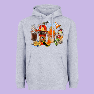 Firefighter Coffee Cups Heavyweight Hoodie Designed By Fadigitalartstudio