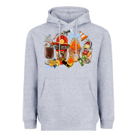 Heather Grey Firefighter Coffee Cups Heavyweight Hoodie - FaDigitalArtStudio