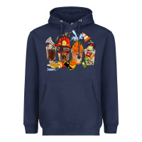 Navy Firefighter Coffee Cups Heavyweight Hoodie - FaDigitalArtStudio