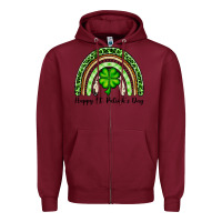 Burgundy Happy St. Patrick's Day rainbow Zipper Hoodie - OliviaCreatesArt