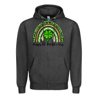 Charcoal Heather Happy St. Patrick's Day rainbow Zipper Hoodie - OliviaCreatesArt