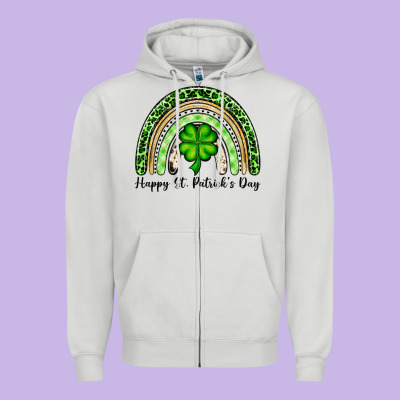 Happy St. Patrick's Day Rainbow Zipper Hoodie Designed By Oliviacreatesart