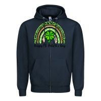 Navy Happy St. Patrick's Day rainbow Zipper Hoodie - OliviaCreatesArt