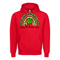 Red Happy St. Patrick's Day rainbow Zipper Hoodie - OliviaCreatesArt