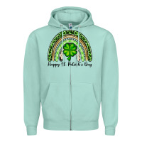 Seafoam Happy St. Patrick's Day rainbow Zipper Hoodie - OliviaCreatesArt