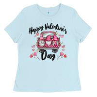 Baby Blue happy valentine's day gnome truck Ladies Tee - MaliasSmallBusiness