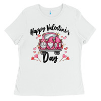 White happy valentine's day gnome truck Ladies Tee - MaliasSmallBusiness