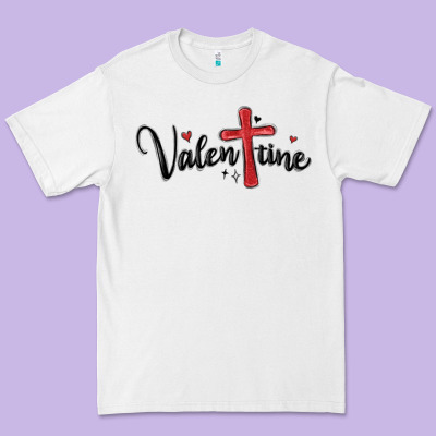 Valentine Cross Glitter Premium Tee Designed By Maliassmallbusiness