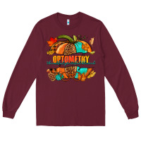 Burgundy optometry thankful grateful blessed pumpkin Long Sleeve Tee - NancyCooperArtShop