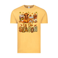 Vintage Mustard Tis' the season Fall Heifer coffee cups Vintage Tee - RanaPortraitStore