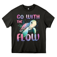 Asphalt go with flow turtle Heavy Core Tee - MaliasSmallBusiness