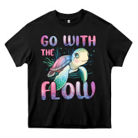 Black go with flow turtle Heavy Core Tee - MaliasSmallBusiness