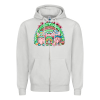 Dove Grey Easter gnomes rainbow Zipper Hoodie - OliviaCreatesArt