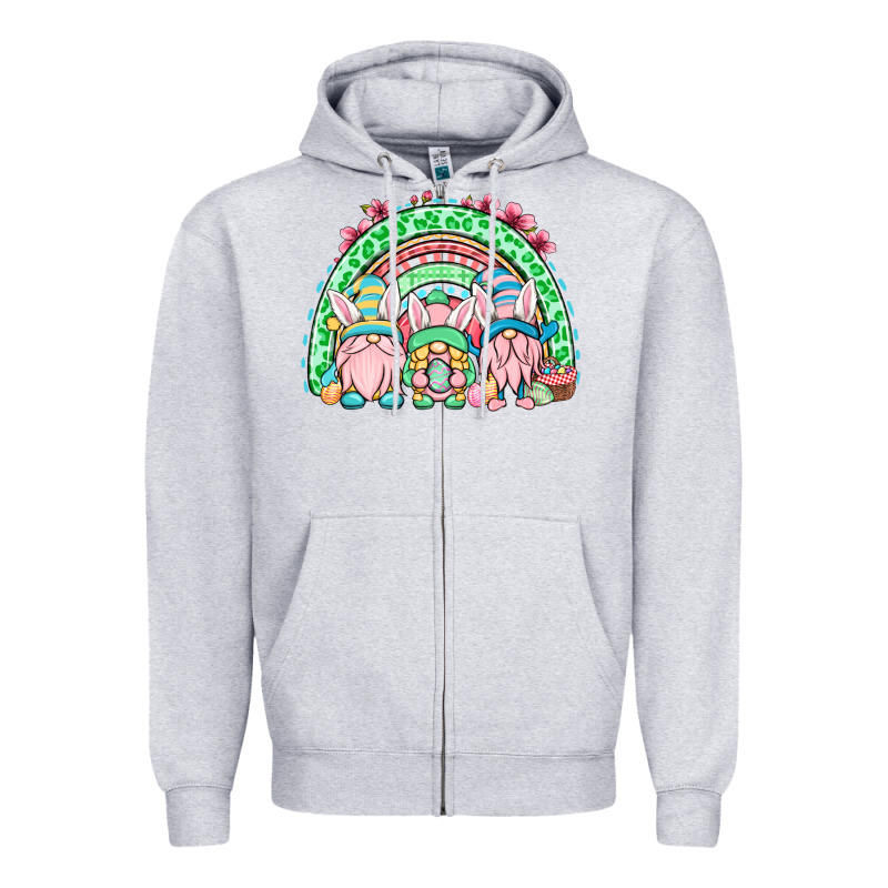 Easter Gnomes Rainbow Zipper Hoodie by OliviaCreatesArt | Teevron