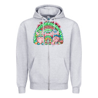 Heather Grey Easter gnomes rainbow Zipper Hoodie - OliviaCreatesArt
