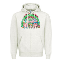 Oatmeal Heather Easter gnomes rainbow Zipper Hoodie - OliviaCreatesArt