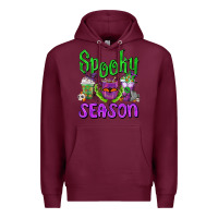 Burgundy Spooky Season Coffee Cups Premium Hoodie - FaDigitalArtStudio