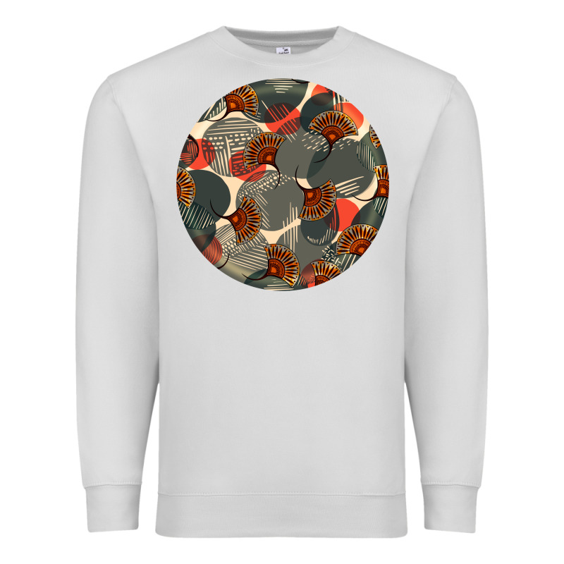 African Fabric Pattern Round Earrings 5 Premium Sweatshirt by BundleAndBundleShop | Teevron