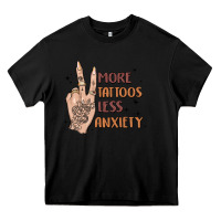 Black more tattoos less anxiety Heavy Core Tee - MaliasSmallBusiness