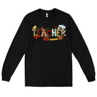 Black Christmas Teacher Long Sleeve Tee - NancyCooperArtShop