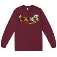 Burgundy Christmas Teacher Long Sleeve Tee - NancyCooperArtShop