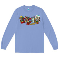 Colony Blue Christmas Teacher Long Sleeve Tee - NancyCooperArtShop