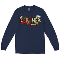 Navy Christmas Teacher Long Sleeve Tee - NancyCooperArtShop