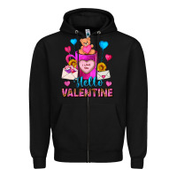 Black hello valentine valentines day coffee mug Zipper Hoodie - FaDigitalArtStudio